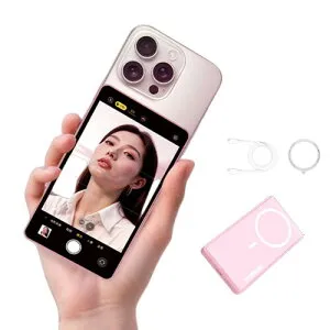 Shimbol CP5 Lite II 磁気式自撮りモニター、1080P リアカメラミラーリング、50M Bluetooth コントロール & デュアルバンドワイヤレス Vlog スクリーン（iOS/Android 向け TikTok 動画ツール）、ピンク