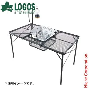 ロゴス アイアンメッシュ 3FD BBQテーブル 13070-BC 73581002 キャンプテーブル キャンプ用品 バーベキュー 高さ調節可能 大型