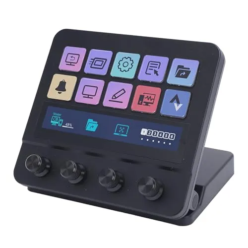 ストリーム コントローラー スタジオ、10 個のマクロ キーとダッシュボードのカスタマイズ可能な LCD ボタンを備えたスタジオ コントロール デッキ、OBS Twitch YouTube 用、Mac PC 用