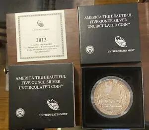 2013 ATB 5 オンス シルバー 地金 ホワイト マウンテン ハンプシャー NH コイン - クレイジー トーニング