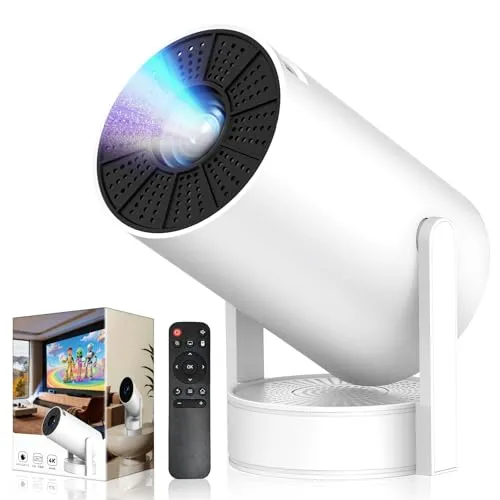 プロジェクター 家庭用 小型【2026音質強化バージョン・外部スピーカー・HDR高ダイナミック画質】27000LM 270°回転 高輝度 1080P 天井投影 Wi-Fi6 大画面 Android TV搭載 Bluetooth5.4 HiFiスピーカー 自