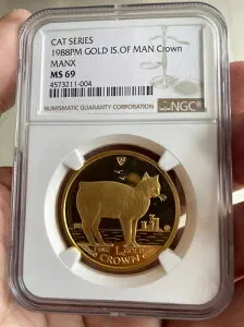 CATシリーズ 1988PM IS.OF MAN クラウン MANX NGC MS 69 1オンス 金記念コイン