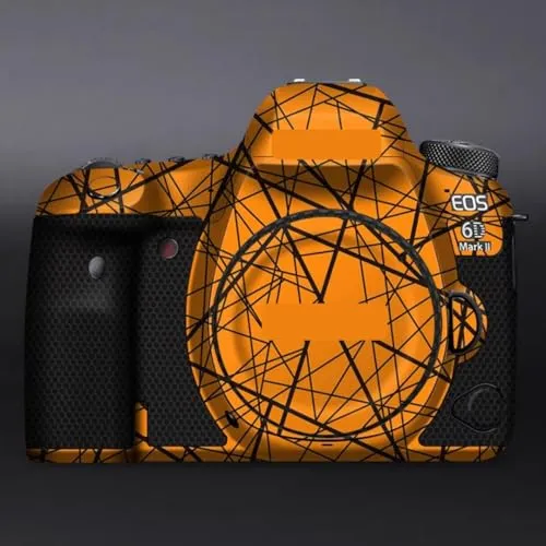 6DII カメラカバー スキンステッカー に適合する Canon EOS 6D Mark II アンチスクラッチ プロテクター フィルム スキン 保護 装飾 耐摩耗性 (クロスオレンジ)