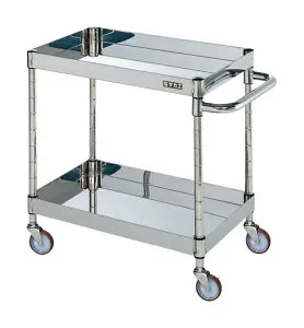 ステンレスCSパールワゴン（H600mm・棚板2段） CSP4-9062NU 083403 ※法人向け 個人宅配送不可