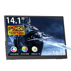 モバイルモニター14.1インチタッチパネルポータブルモニター1920*1280IPS液晶パネル軽量薄型16:10100%sRGB300nits高輝度Type-C/HDMI接続PS4/XBOX/Switch/PC/Mac