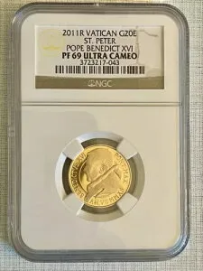 バチカン 2011R 聖ペテロ 教皇ベネディクト16世 20ユーロ金貨 NGC PF69 UC SKU# 3891