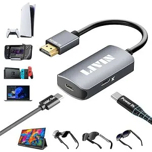 HDMI to Type-C 対応 XREAL Air 2 Pro/VITURE/Rokid/RayNeo AR/XR スマートグラス アダプタ 2-in-1【HDMI 4K@60Hz +充電】プラグアンドプレイ オーディオとビデオ（Switch、P