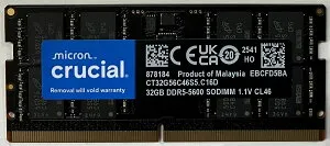 Crucial クルーシャル PC5-44800 DDR5-5600 32GB ノートPC用 メモリ 288pin SO-DIMM CT32G56C46S5T 新品バルク品