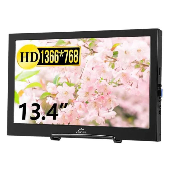 13.4インチ モバイルモニター Kenowa HD 1366*768 軽量 ポータブルディスプレイ 160°視野 HDMI VGAポート