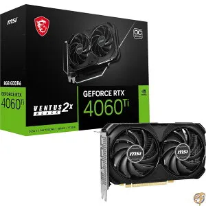 【5日最大1500円クーポン】MSI Geforce RTX 4060 Ti Ventus 2X ブラック 8G Oc ゲーミンググラフィックスカード - 8Gb Gddr6、Pci Express Gen 4、128ビット、3X Dp V 1.4A、Hdmi 2.1A (4K & 8K HDRをサポート) Pci_E_X16