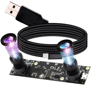 ELP webカメラ 200万画素 デュアルレンズ カメラ FHD 1080p 30fpsウェブカメラ 100°広角 カメラ 1/3” CMOS AR0330 usb camera 2mp 高フレームレート 高速 full hd web cam 顔認識 VR視覚分析 活気の検出 埋め込