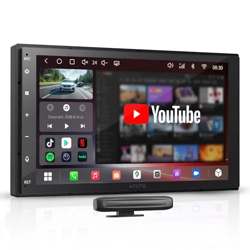 ATOTOZONE A7 Androidディスプレイオーディオ2DIN、7インチQLED 8コアカーナビ、 4G LTE・WiFi対応、Hi?Fi?DSP?オーディオ・4V?RCA、ワイヤレス CarPlay&Android Auto、前後ドラレコ録画対応