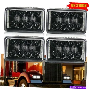 USヘッドライト Kenworth PeterBilt 357 379 379 379 379 378 4x Black Hi/Lo 4x6 LED Headlights /w DRL For Kenworth Peterbilt 357 379 378【並行輸入品】