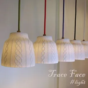 編み物模様 ニット模様 磁器 ペンダントライト トレースフェイス ライト セメントプロデュースデザイン TRACE FACE 陶器 ランプ おしゃれ インテリア照明 シンプル カラーコード デザイナー フ