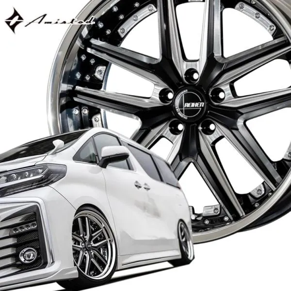 20インチ 5H100 9.0J 9J+ 5穴 アミスタット ライエンT025 ホイール 1本 Amistad REIHEN T025 ブラックスクリットマシニング