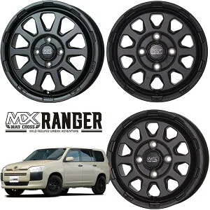 【お買い物マラソン最大28倍】 12インチ マッドクロス レンジャー 4.00B 4J+43 4H-100 4本 ホイール マットブラック タント ムーブ ワゴンR 業販