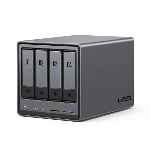 UGREEN NASync DXP4800 4-Bay デスクトップ NAS、Intel N100 クワッドコア CPU、8GB DDR5 RAM、32G eMMC、2 * 2.5GbE、2 * M.2 NVMe スロット、4K HDMI、ネットワーク付属
