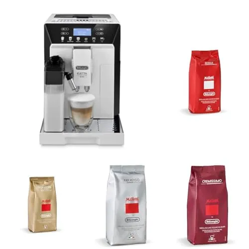 【セット買い】デロンギ 全自動コーヒーマシン エレッタカプチーノ 全12メニュー 豆挽き コーヒーメーカー エスプレッソマシン ホワイト ECAM46860W ムセッティコーヒー豆セット