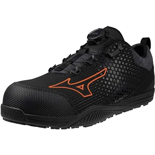 ミズノ 安全靴 オールマイティ TDII51L BOA MIZUNO ENERZY搭載 F1GA2402 (09：ブラック×オレンジ, 27.0 cm)