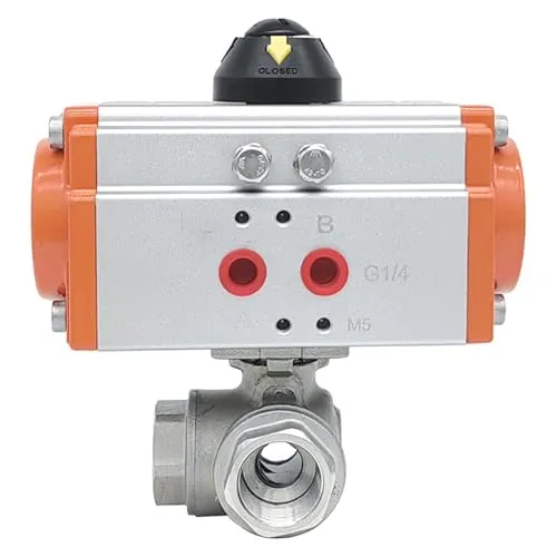 ステンレス鋼 304 空気圧 T 型 L 型 3 方ボールバルブ Q614/5F-16P メス 4 ポイント ボールバルブ 複動アクチュエータ(T-shaped CH52 DN20/4)