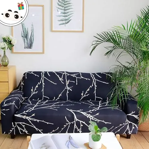 花柄のストレッチソファカバー、伸縮性スパンデックス保護、1、2、3、4人乗り用アームレストカバー、ナチュラル花柄、お手入れ簡単、家の装飾に最適。(Blaue Zweige,2 Sitzer)