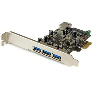 ■StarTech USB増設カード/PCIe 2.0 - 1x USB-A内部 + 3x USB-A外部/5Gbps〔品番:PEXUSB3S42〕【4975425:0】[法人・事業所限定][外直送元][店頭受取不可]