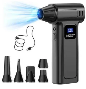 【ブラシレスモーター】エアダスター電動エアダスター強力ブロワー300000RPMブラシレス電機搭載TYPE-C充電4段階風力風速120m/sLEDライト付き空気入れパソコン掃除埃掃除コードレス5種類ノズ…