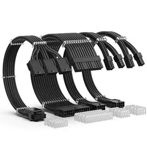 AsiaHorsePCIE5.012VHPWRスリーブケーブル、16(12+4)ピンPCIE/24ピンATX/2*8(4+4)ピンEPS延長ケーブルPC、PSUスリーブケーブル、pcケーブルGPU3090TiおよびRTX