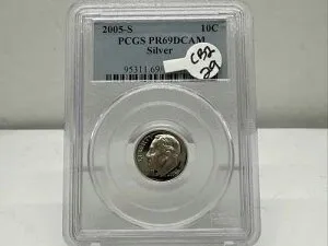 2005-S 10セント ルーズベルト ダイム PCGS PR69DCAM 90% シルバー CB2-29