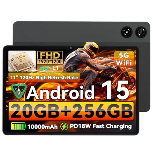 LZF ZPad3 タブレット 11インチ SIMフリー 120Hz高リフレッシュレート 11インチ 1920x1200 FHD大画面 20GB+256GB+2TB拡張 Helio G99 CPU Android 15 10000mAh PD18W急速充電