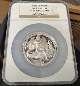 2013年IS。 OF MAN S5A 5オンス ハイレリーフ PF69 ウルトラ カメオ NGC LG ホルダー。