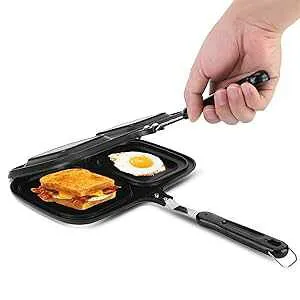 Sutinna Frying Pan, Anti-scalding Handle Cast Aluminium Breakfast Double Sided Non-Stick Frying Pan Kitchen Cooking Utensil Tool for Cakes Eggs Sandwiches