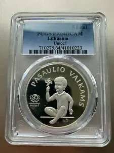 1998 リトアニア 5 リタス・ヴァイクティス ---ユニセフ--- PCGS PR64DCAM