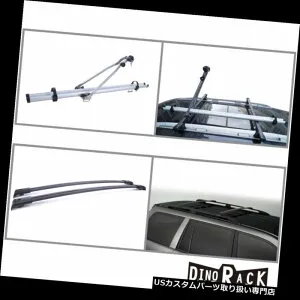 カーゴ ルーフ キャリア フィット03-08ホンダパイロットブラックアルミルーフラッククロスバー+自転車アップライトキャリア Fit 03-08 Honda Pilot Blk Aluminum Roof Rack Cross Bars+Bicycle Upright Carrier 【並