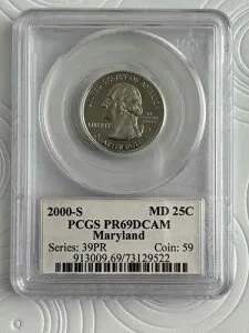 2000年 S メリーランド クォーター、PCGS PR69DCAM 鑑定済み