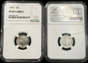 コレクターロット 10 - 1959 ルーズベルト ダイム 10c NGC PF69 CAMEO認定-