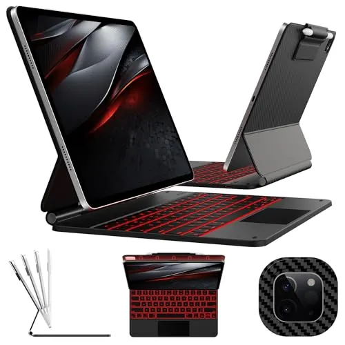 typecase Edge キーボードケース 2024 iPad Air 13インチ (M2) iPad Pro 12.9 (第6/5/第4/第3世代) 用 11色バックライト付きマジックキーボード トラックパッド内蔵 ファンクションロウ 軽量 薄型 カー