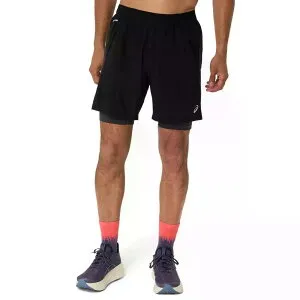 アシックス ロード 2イン1 7インチ ショーツ （ PerformanceBlack/GraphiteGrey ） | ASICS Road 2-in-1 7in shorts [t]