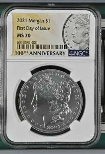 2021 P モルガン シルバー ダラー $1 NGC MS 70 発行初日 BOX & COA * 希少