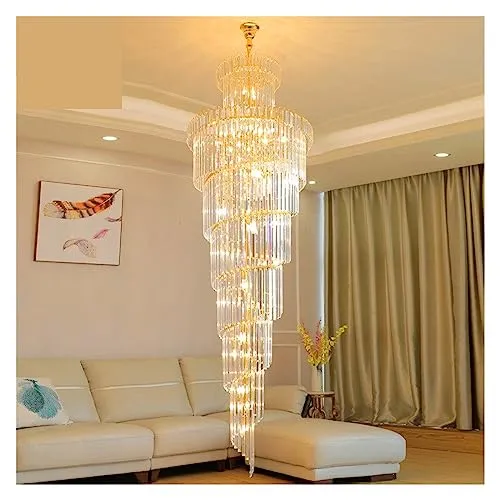 シャンデリア、クリスタルシャンデリア階段ロングライトラグジュアリースタイルデュプレックスヴィラビルディングホテルクラブロビーランプ（サイズ：D450 * H1300MM）