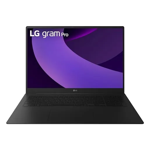 LG gram Pro 17インチ軽量ノートパソコン。Intel Evoエディション。Intel Core Ultra7 255Hプロセッサー搭載。NVIDIA RTX5050、Windows 11 Home、32GB RAM、2TB SSD、ブラック。
