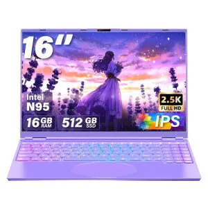 16インチ ノートパソコン Celeron N95パソコンノート/インテル高速CPU 1.7GHz～3.4GHz/2.5K液晶IPS 解像度(2560*1600)/メモリDDR4 16GB/顔認証/豊富な機能性laptop 初期設定不要 (パープル, 16G+512GB SSD)