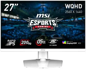 MSI｜エムエスアイ ゲーミング液晶ディスプレイ(27型/RAPID IPS/WQHD 2560×1440/200Hz/0.5ms/HDR400/HDMI2.0b/DP1.4a/VESA/PIP・PBP対応/3年保証)(ホワイト) MAGシリーズ MAG274QRFWE20