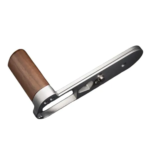 Leica 用 M11 M11P M11M 専用 カメラウッドグリップ 高級檀木材 木製ハンドル メタルベース L型グリップ ハンドメイド カメラケージ 電池交換可能 (B-赤茶色+ホワイト)