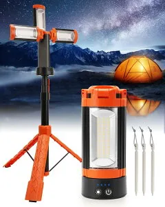 1000円クーポンあり！【200Wハイパワー・ 16000lm高輝度】BORDAN led投光器 充電式 屋外 スタンド 充電式led作業灯 三脚 コードレス ワークライト 防水IP66 3色切替 高さ調節 スタンド付き投光器 照明