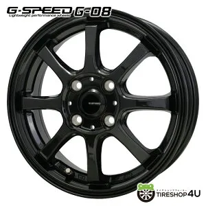 【最大P25倍】 14インチ G.SPEED G08 14x4.5J 4/100 +45 メタリックブラック Gスピード G-08 新品アルミホイール単品1本価格 4本購入で送料無料JWL ※代引き不可 軽自動車 N-BOX タント ムーヴ スペーシア