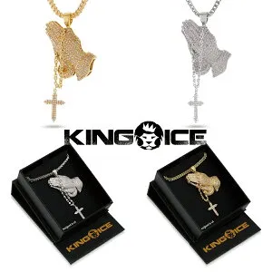KING ICE キングアイス ネックレス ROSARY PRAYING HANDS NECKLACE チェーン14kゴールド ホワイトゴールド 金 人気[アクセサリー]
