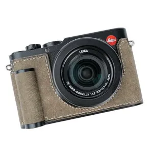 Leica ライカ D-LUX8 ハンドグリップ カメラケース カメラカバー カメラバッグ 本革 銀付本革本体 + メタルベースプレート + ハンドル 3in1デザイン (レトログレー)