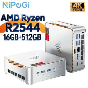 ミニPC mini pc AMD Ryzen R2544 NIPOGI 動作より安定 4C/8T 最大3.7GHz Win11 Pro 16GB+512GB SSD ミニパソコン USB3.2×6 Type-C/HDMI/DP 3画面4K出力 高速2.4G/5GWi-Fi BT4.2