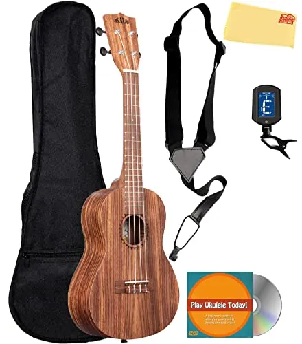 Kala KA-TEAK-C チークコンサート ウクレレ ギグバッグ ストラップ クリップオンチューナー Austin Bazaar 解説DVD 研磨布付き